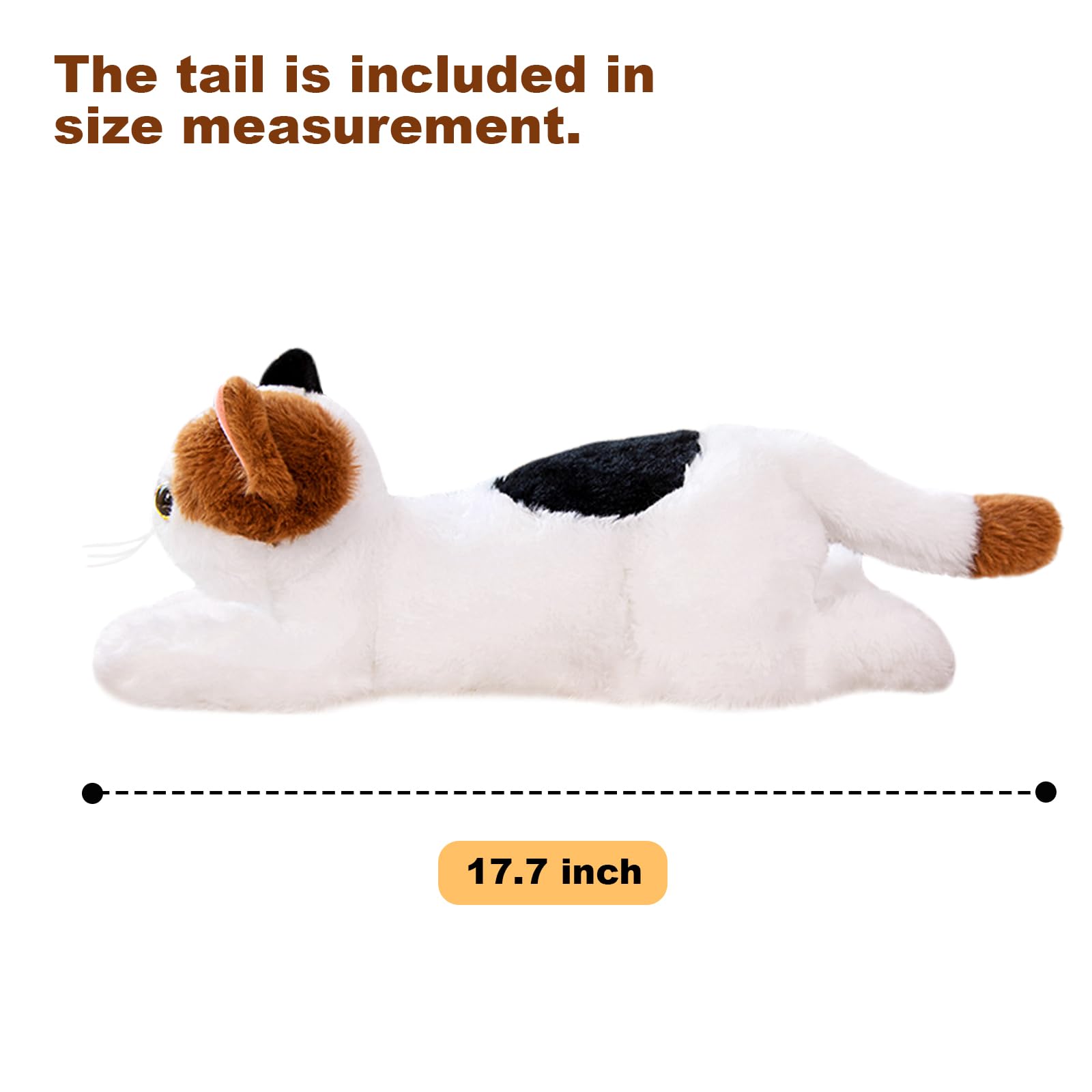 PEACH CAT Calico Cat Plush with expressive face, a comforting decor pillow.