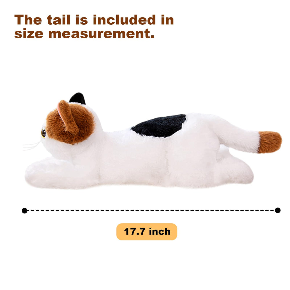 PEACH CAT Calico Cat Plush with expressive face, a comforting decor pillow.