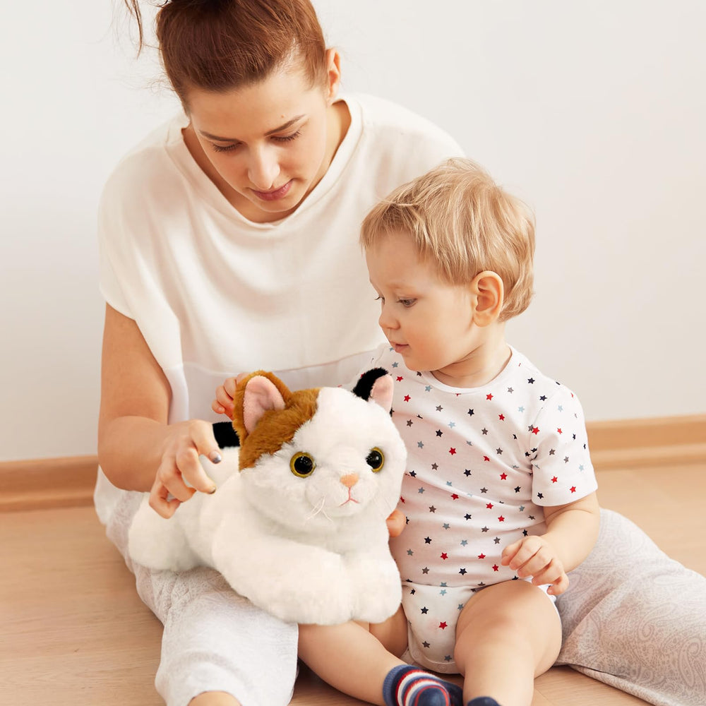 PEACH CAT Calico Cat Plush gift-ready expression for celebrations.