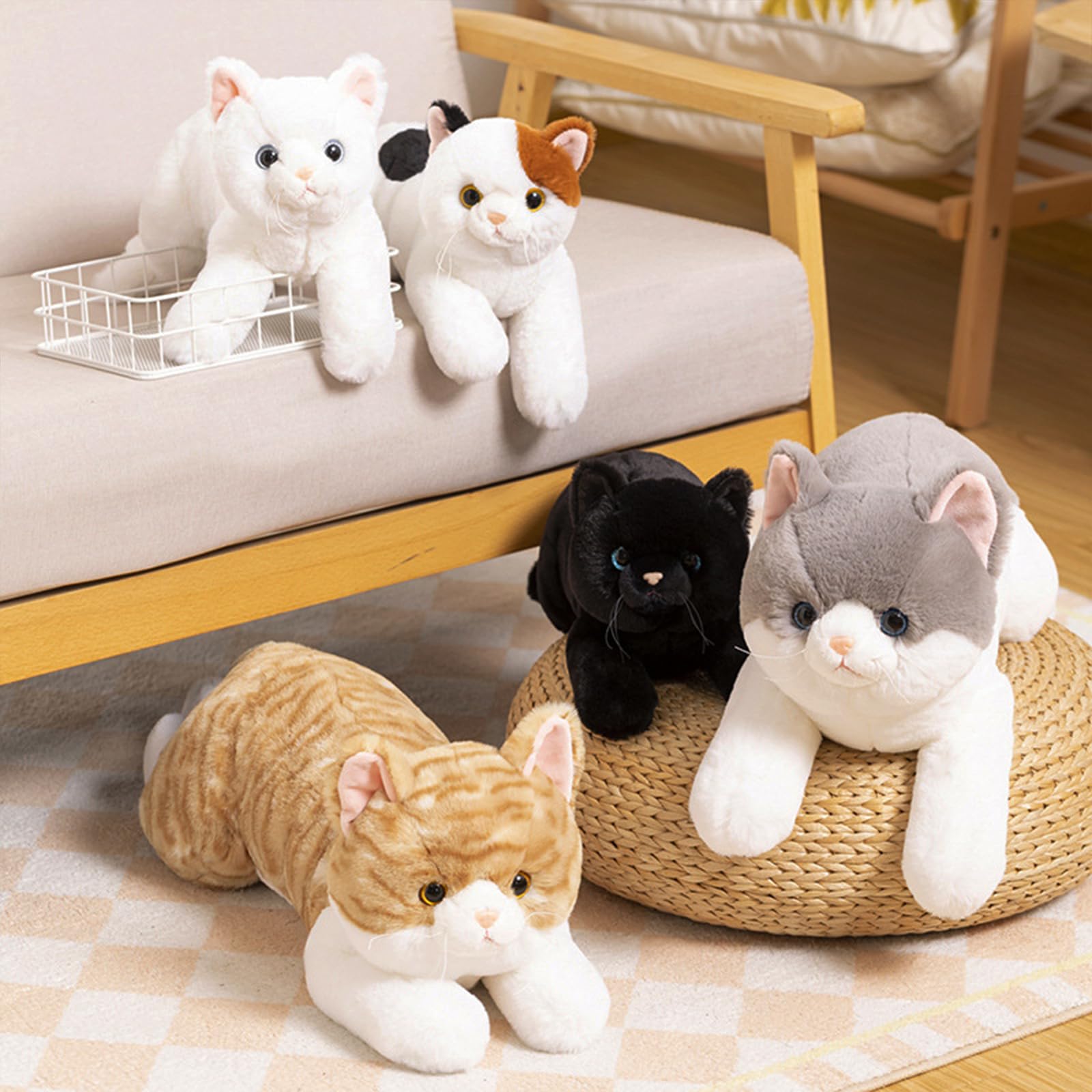 PEACH CAT Calico Cat Plush vacuum packaging with recovery tips.