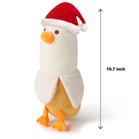 PEACH CAT duck face plush with Christmas hat adds festive charm.