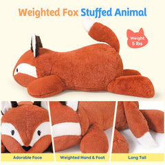 PEACH CAT fox weighted stuffed animal on office desk, adds warmth and whimsy to your space.