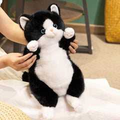 PEACH CAT gray cat plush 14-inch, soft fur and cute face for cozy reading moments