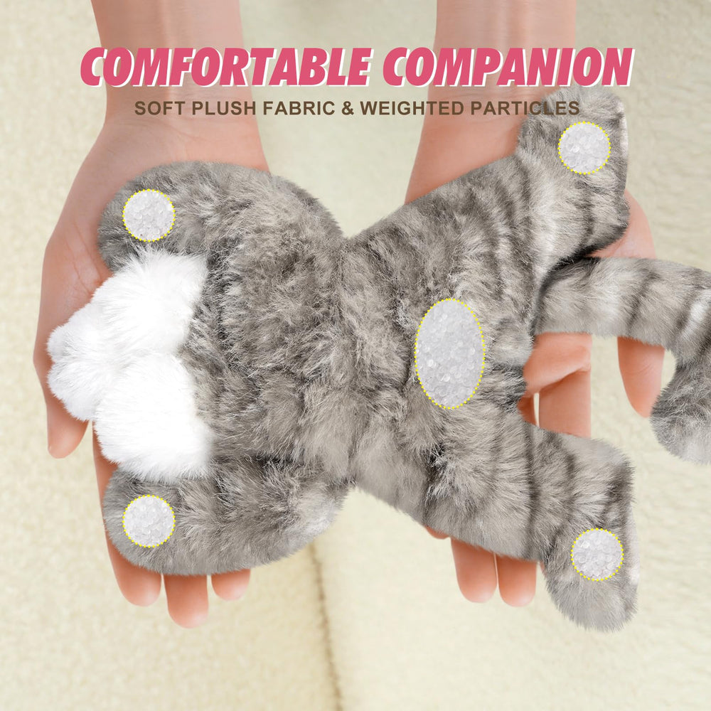 PEACH CAT grey plush toy close-up highlights premium fabric and comfort.