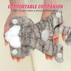 PEACH CAT grey plush toy close-up highlights premium fabric and comfort.