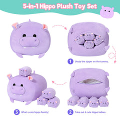 PEACH CAT hippo inside belly design highlights playful family hug