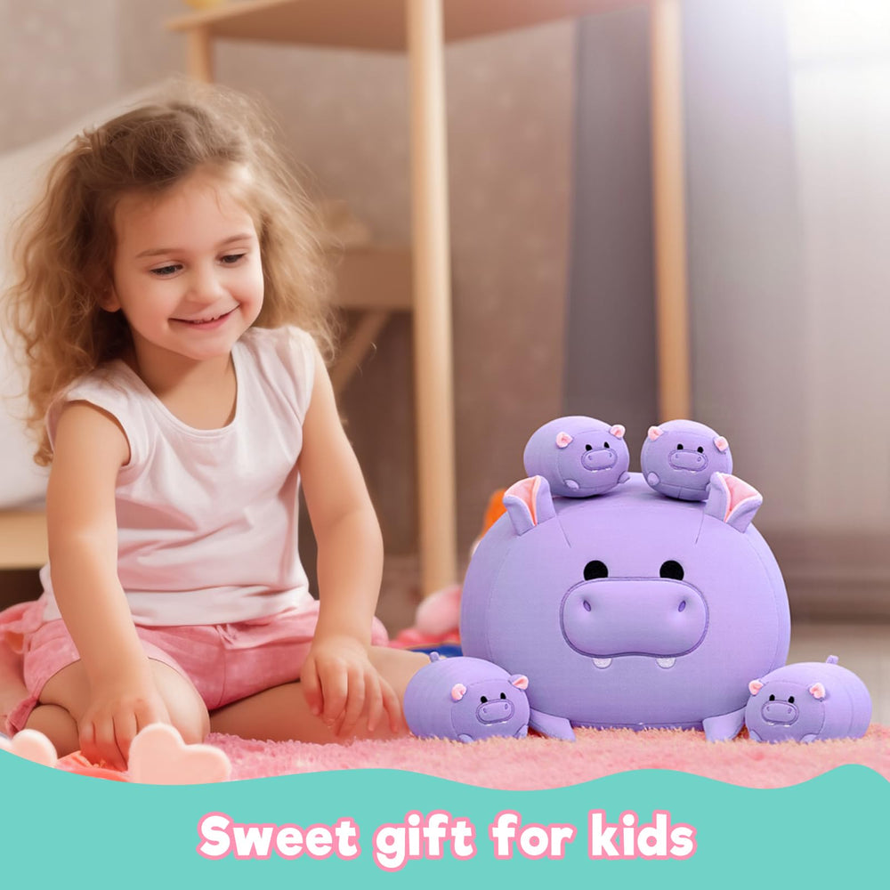 PEACH CAT hippo purple plush fabric feels soft and durable for daily hugs