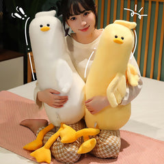 PEACH CAT long duck plush pillow measures 51.1 inches, ideal for lounging and reading.