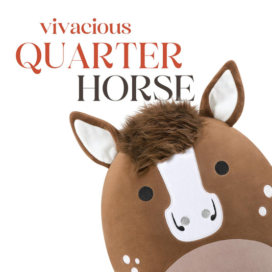 PEACH CAT Quarter Horse plush with long snout, stylish desk or shelf accent.