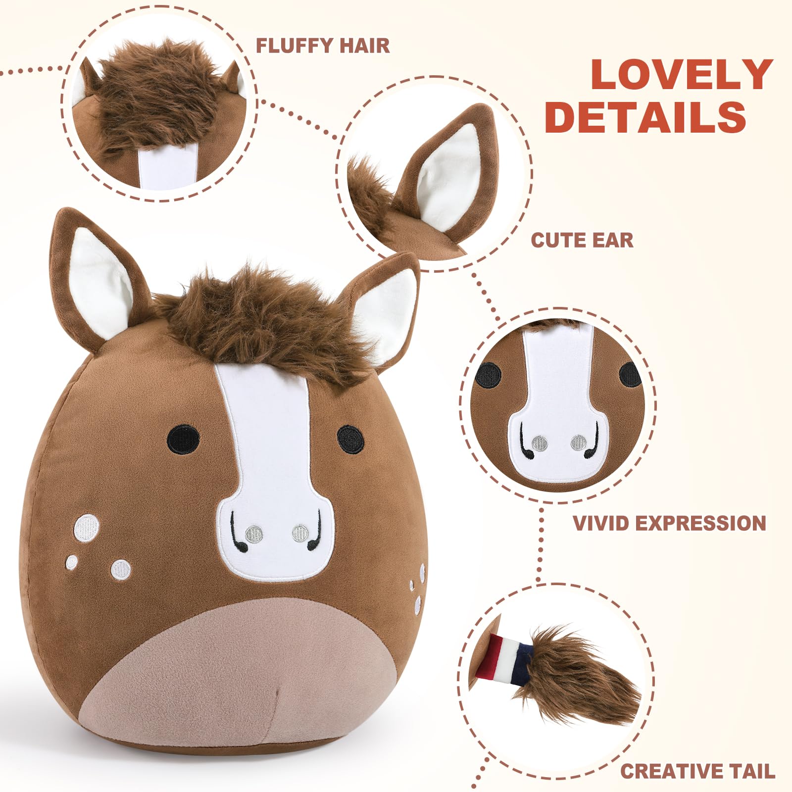 PEACH CAT Quarter Horse plush in premium fabric that holds shape after play.