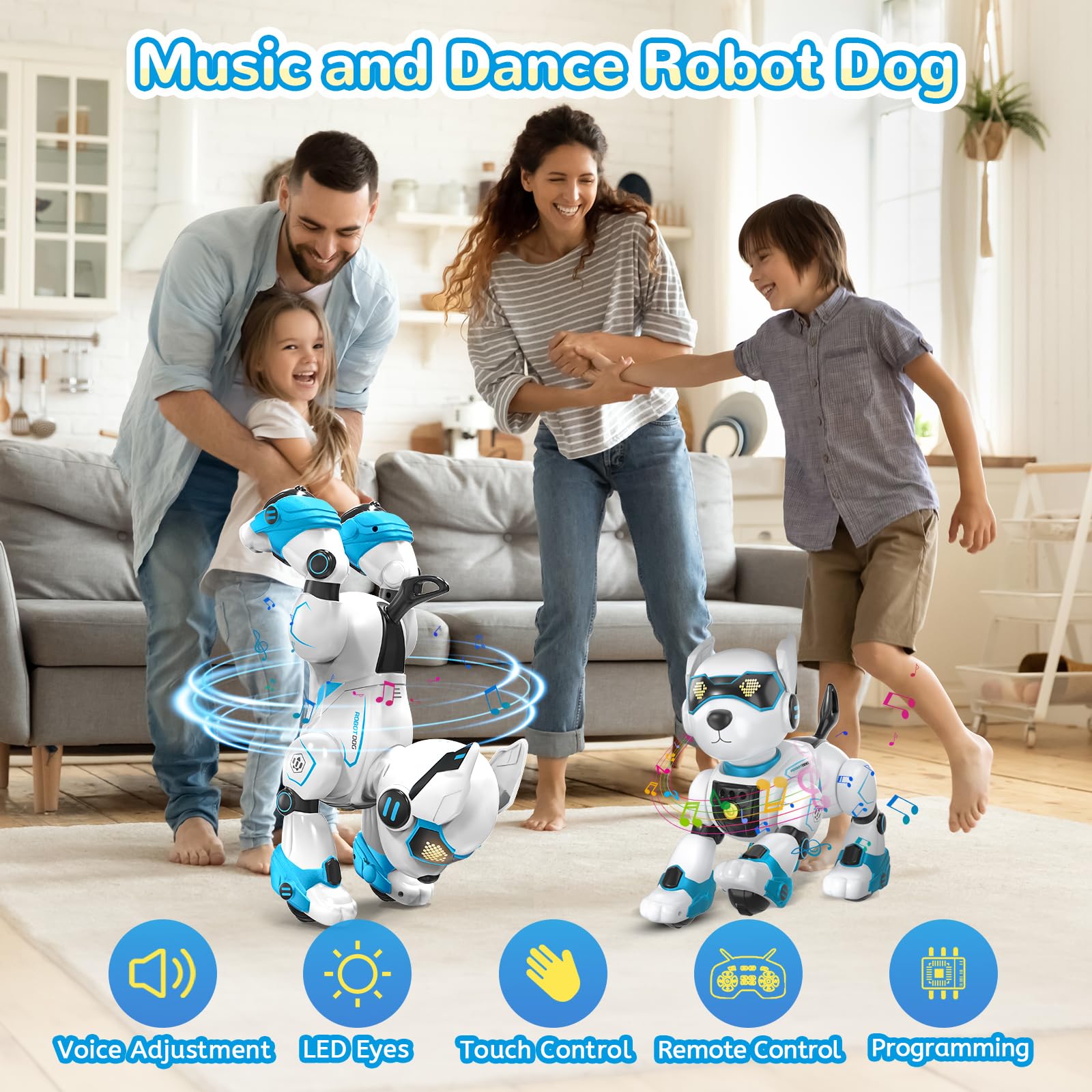 PeachLeaf dog robot uses voice control for hands-free interaction.