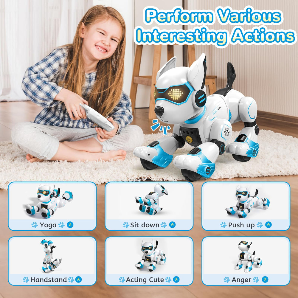 PeachLeaf dog robot performs yoga poses for gentle activity.