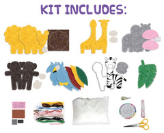 Peachy Keen Crafts in-action photo showing kids sewing with fun felt pieces