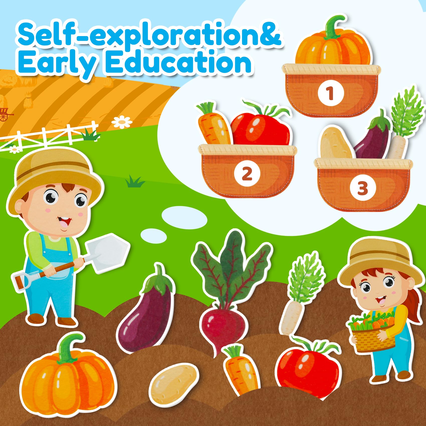 Peacurh 38-piece felt set provides versatile farm elements for creative play.