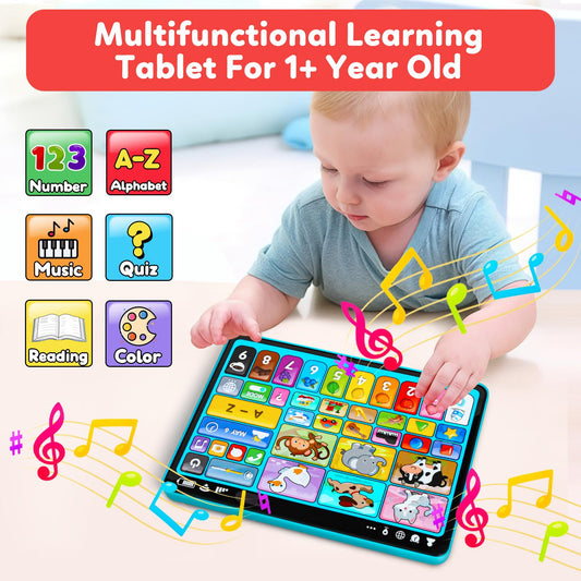 Peacurh learning toy tablet modes showcase learning, quiz, music, and pretend play