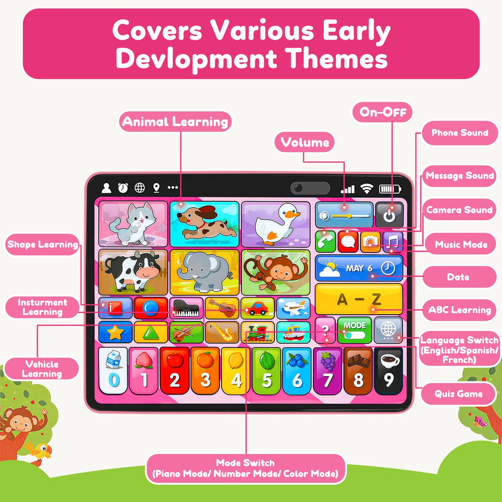 Peacurh learning tablet features colors and shapes icon for vocabulary growth.