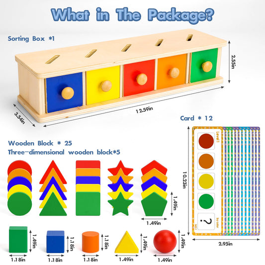 Peacurh wooden blocks set with bright colors boosts sorting skills.