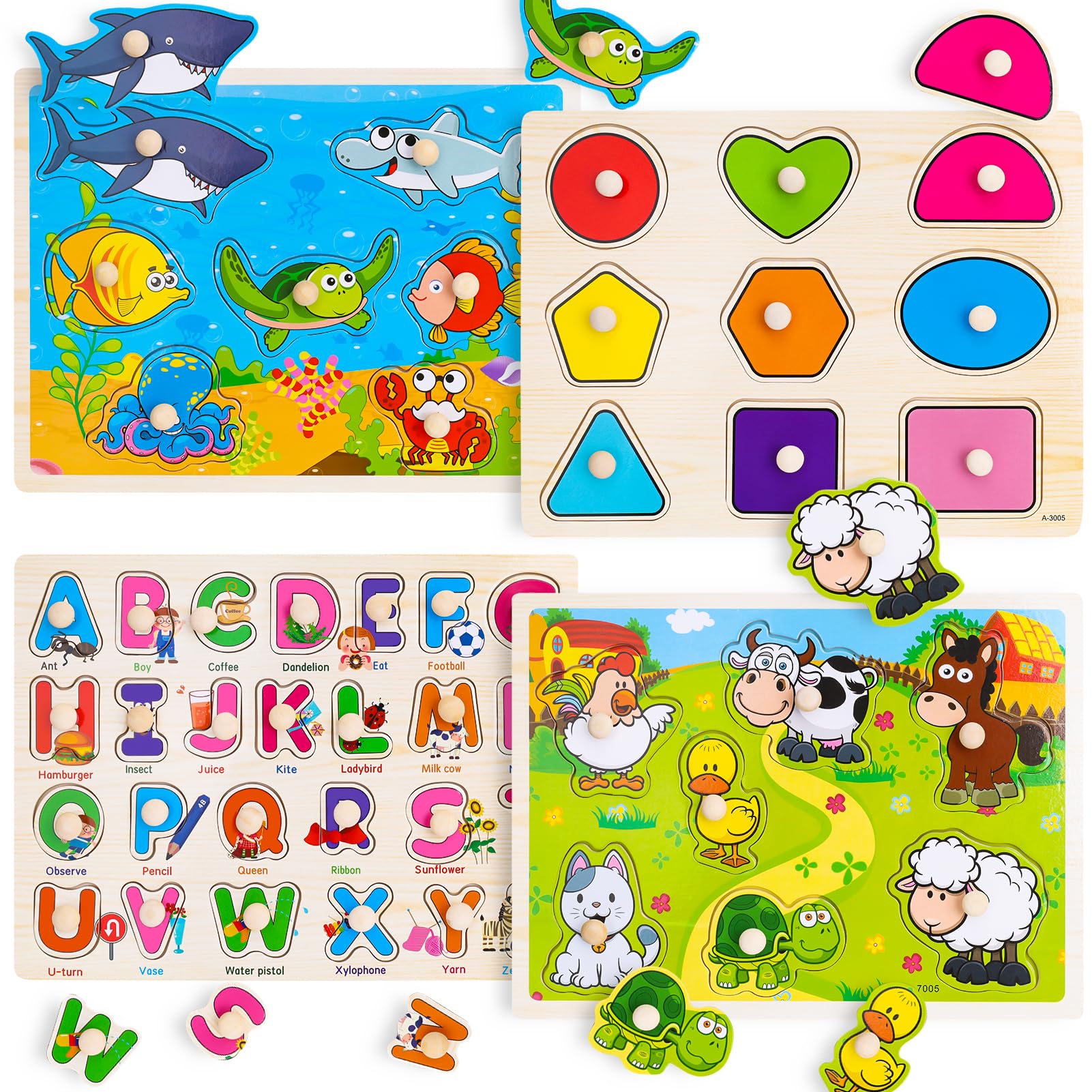 Peacurh alphabet puzzle: letters with chunky pegs support early literacy through hands-on play.