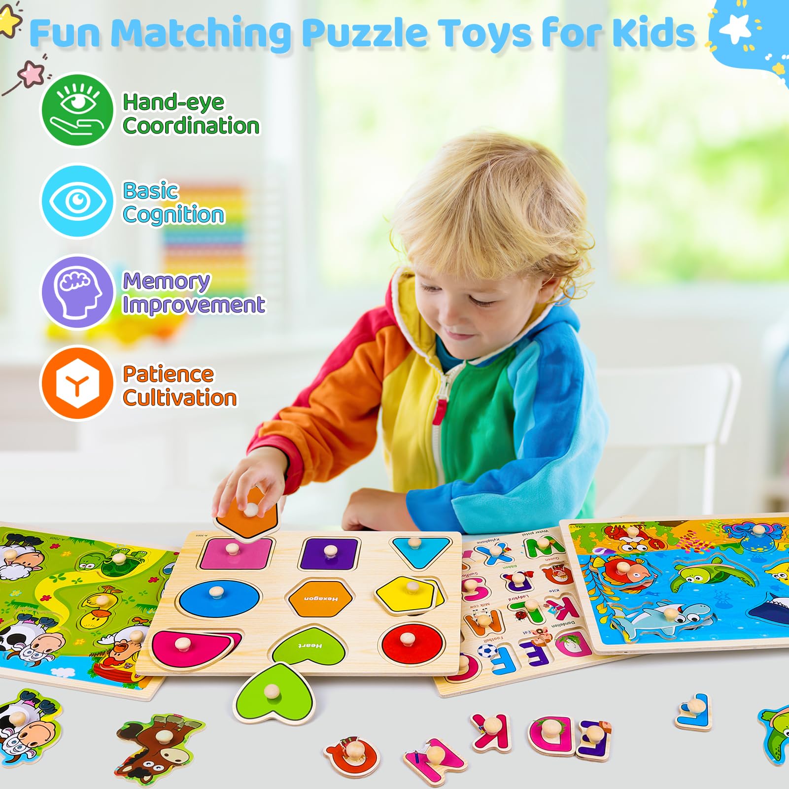 Peacurh farm animal puzzle: farm creatures boost animal recognition and fine motor skills.