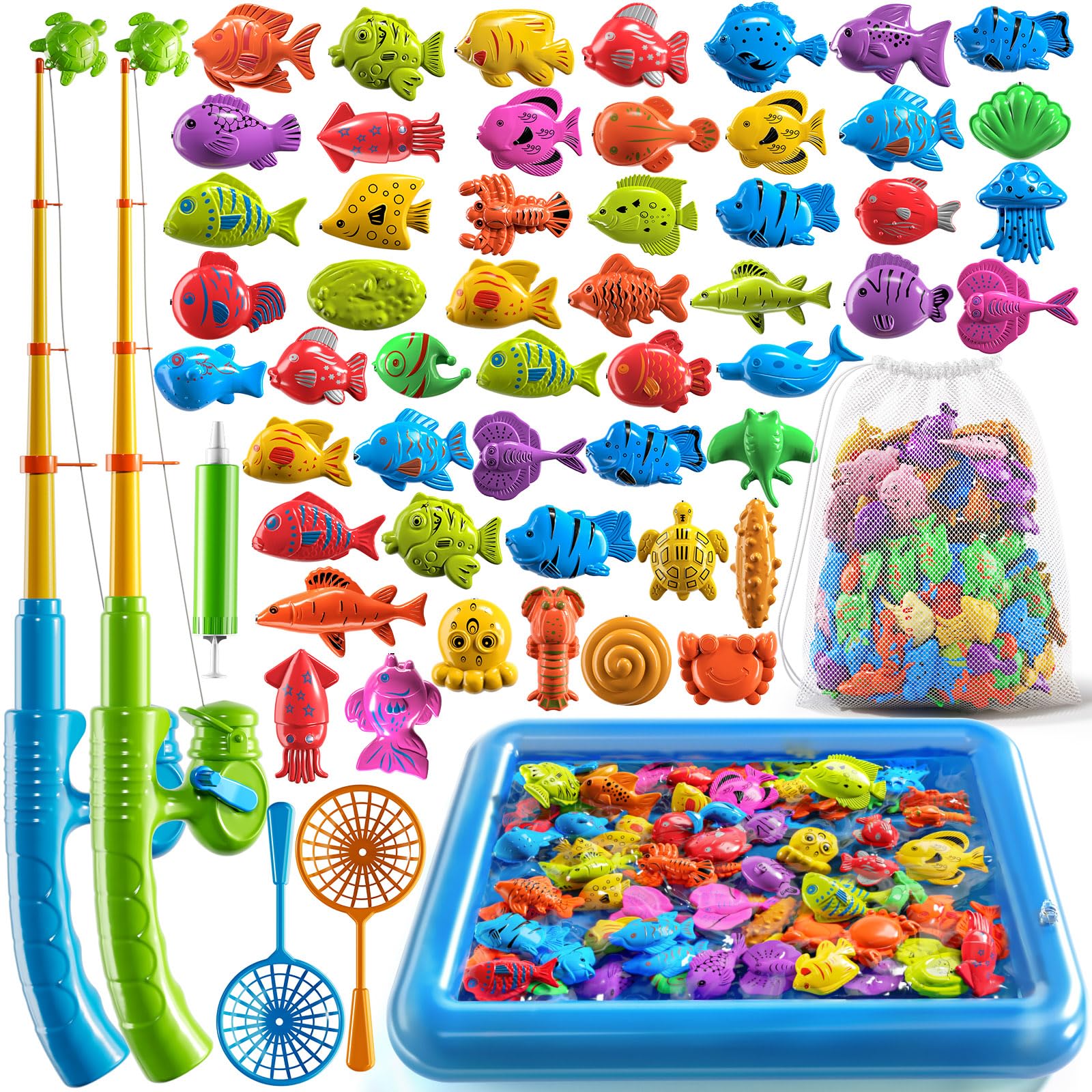 PEADUCK magnetic fishing game pool toy with two-player setup for cooperative play