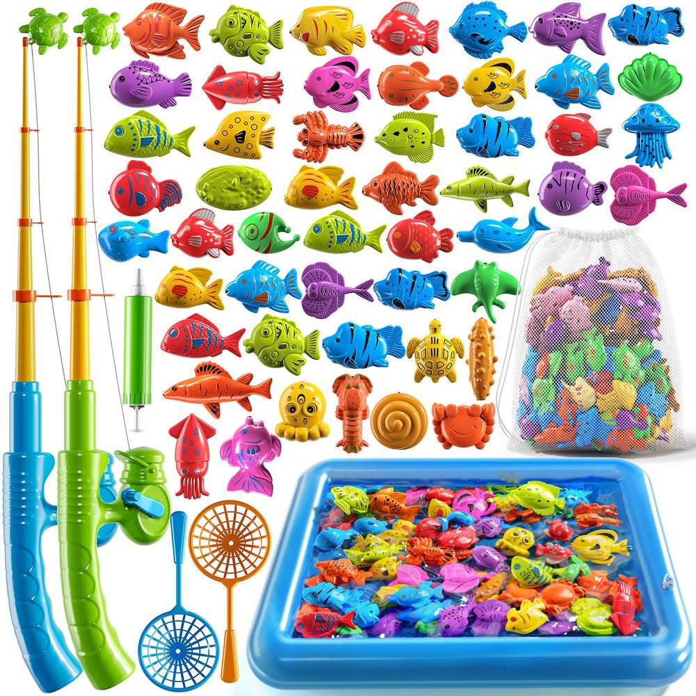 PEADUCK magnetic fishing game pool toy with two-player setup for cooperative play