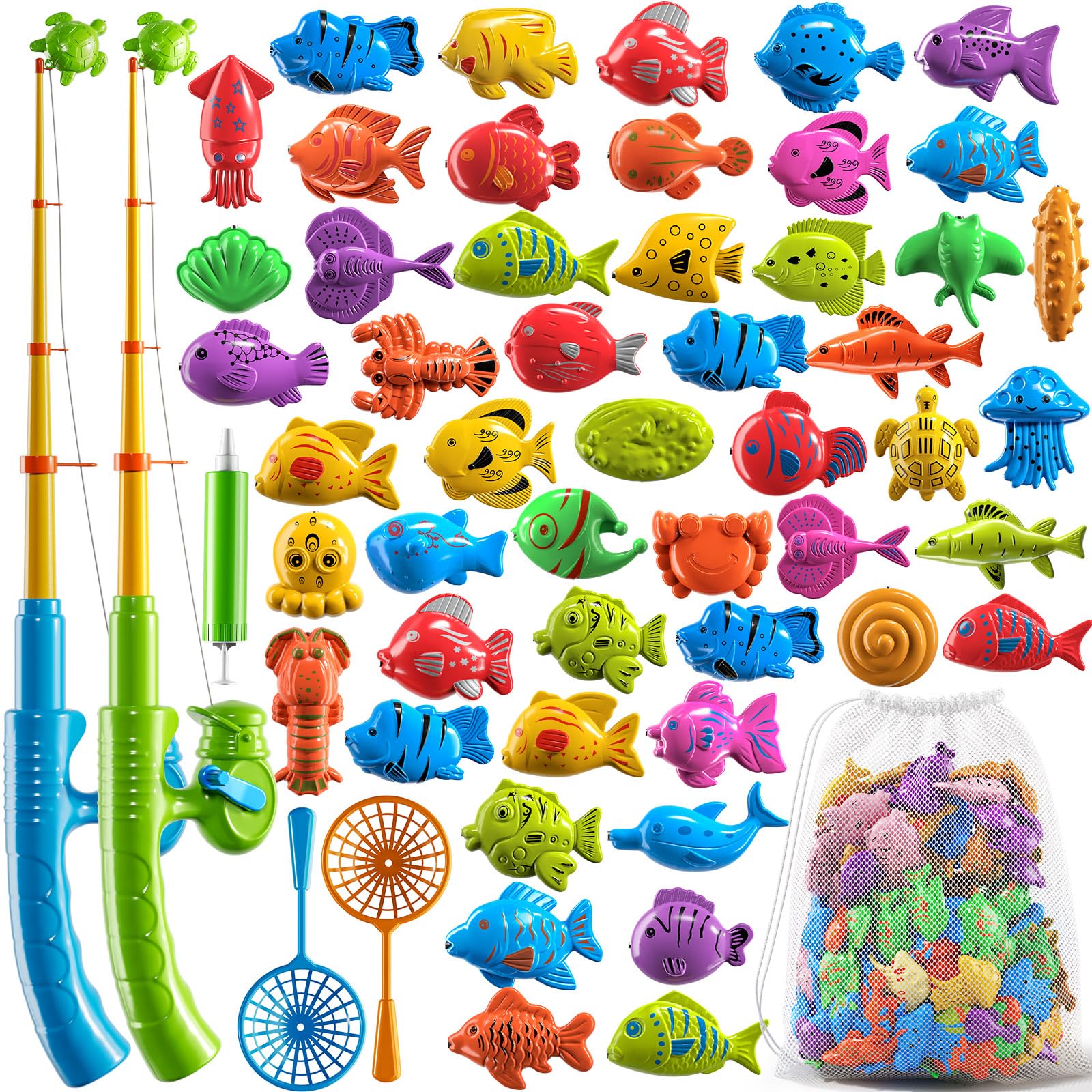 PEADUCK magnetic fishing toy with 2 rods for cooperative play