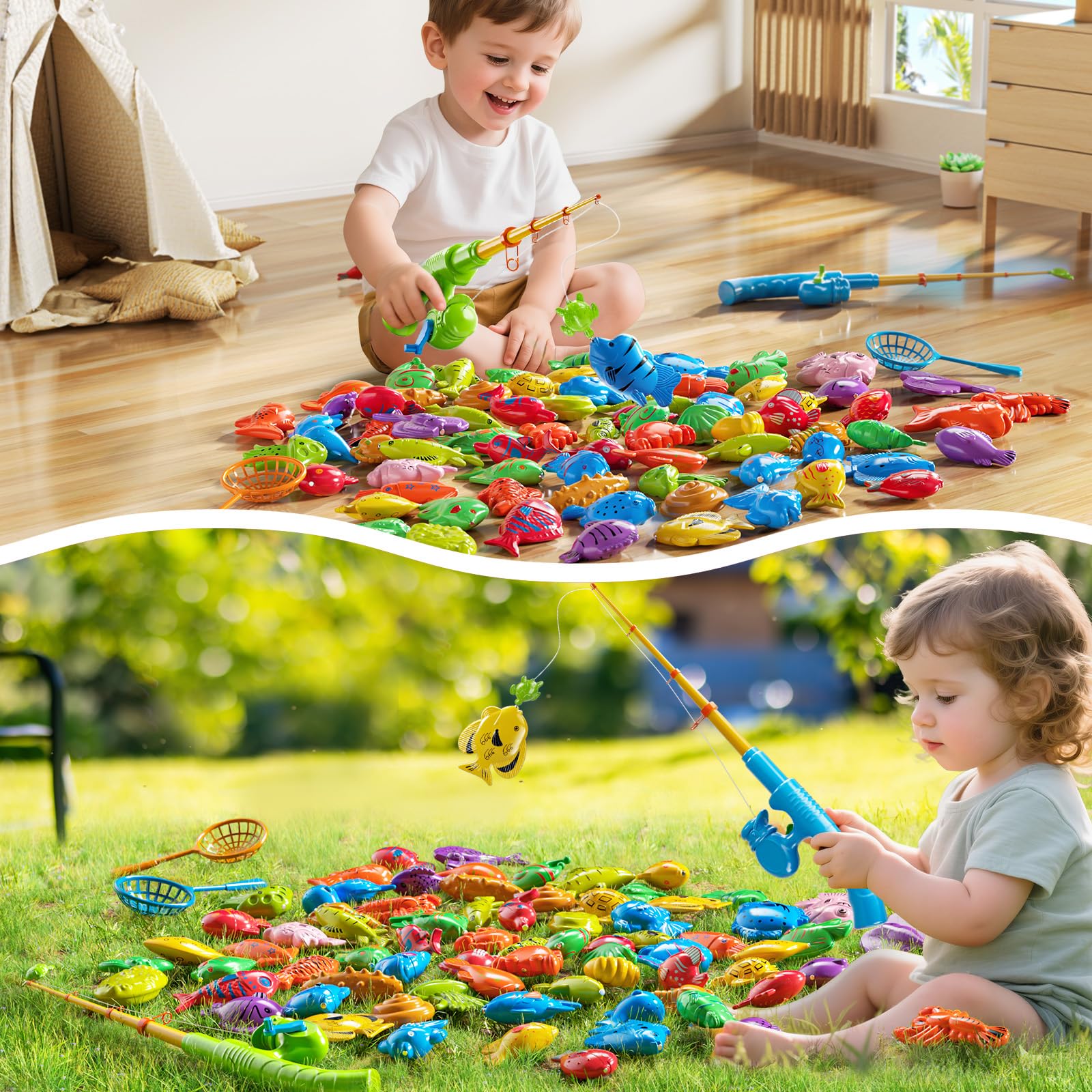 PEADUCK set of 51 fish for colorful counting fun
