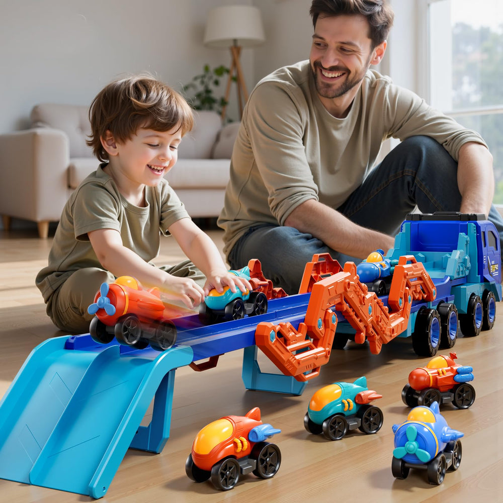 PEADUCK nine race cars included enhance quick-access play sessions.