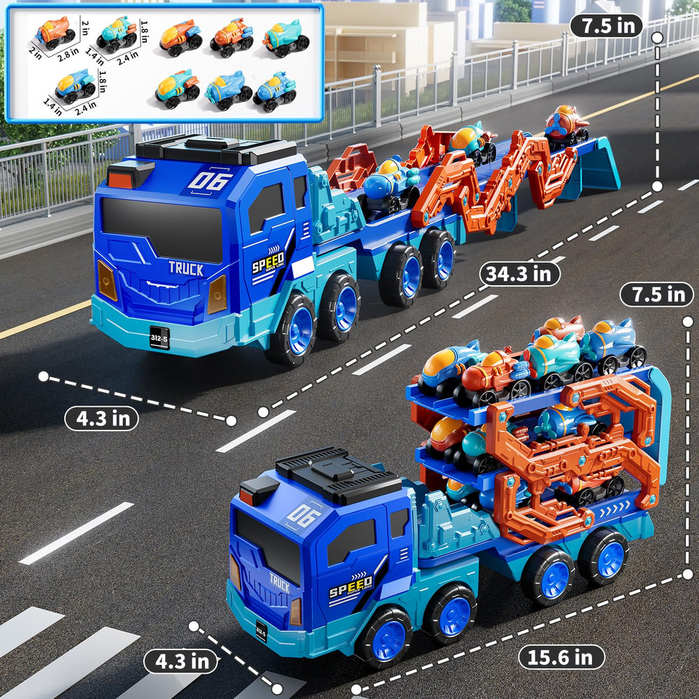 PEADUCK toddler car truck toy lights and sounds activate engaging racing action.