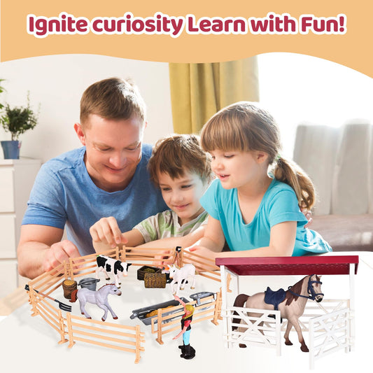 Peagprav 71-piece playset enabling versatile farm play scenarios