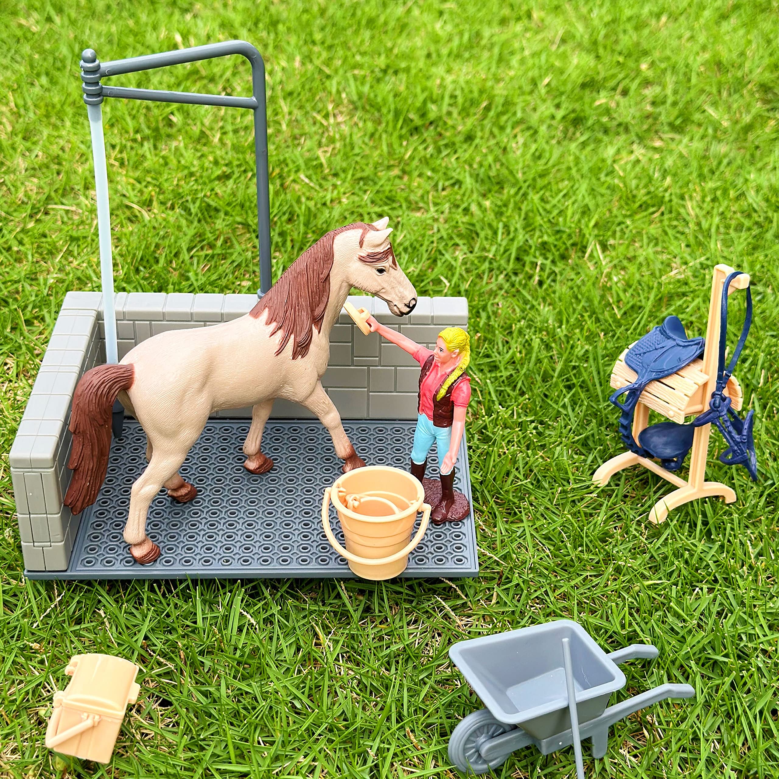 Peagprav horse stable playset accessories deepen pretend adventures and coordination.