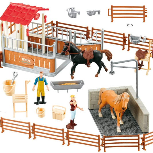 Peagprav horse stable playset with rider encourages imaginative role-play and storytelling.