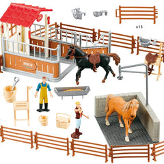 Peagprav horse stable playset with rider encourages imaginative role-play and storytelling.