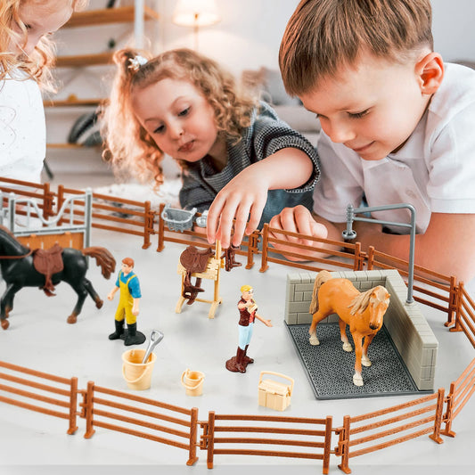 Peagprav horse stable playset wash area inspires grooming and caregiving play.