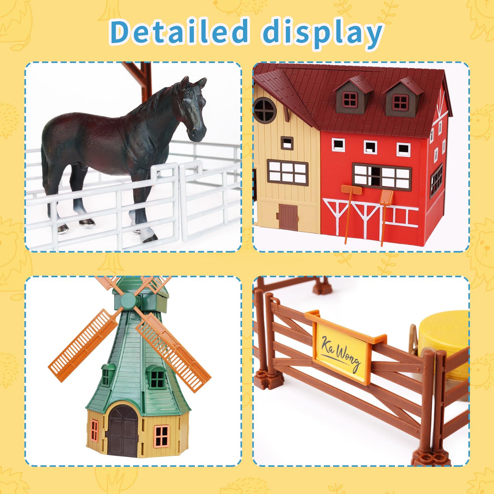 Peagprav tractor-trailer and farm tools for versatile open-ended play.
