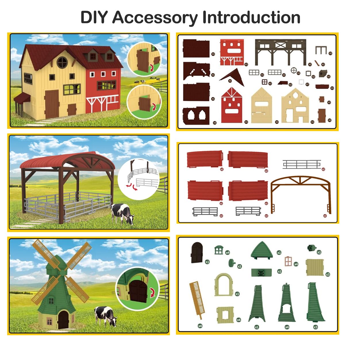 Peagprav windmill and farm scene with colorful, detailed pieces.