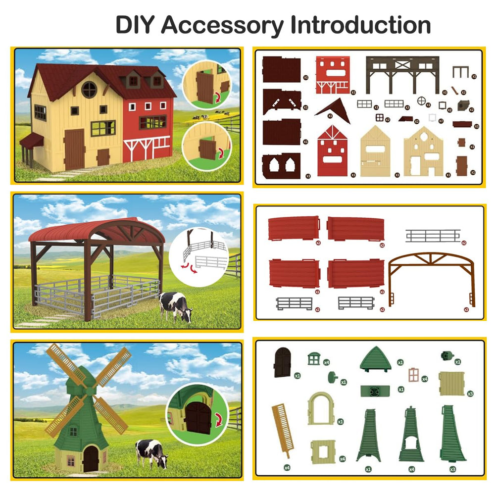 Peagprav windmill and farm scene with colorful, detailed pieces.