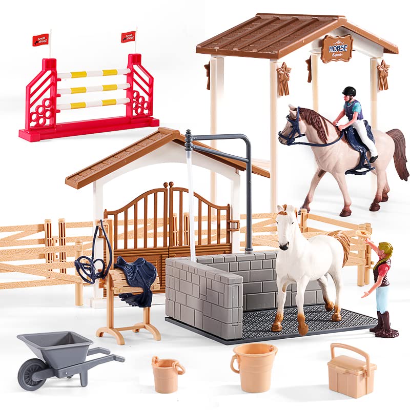Peagrav Horse Stable Playset with Rider for imaginative adventures.