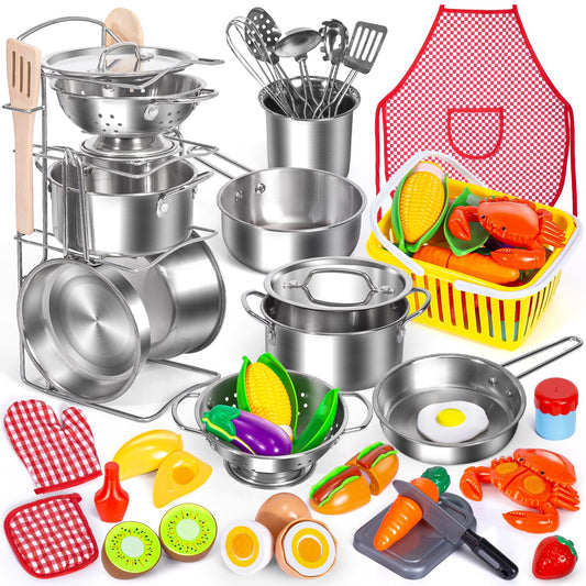 PEAINBOX kids kitchen pots and pans set for durable pretend cooking