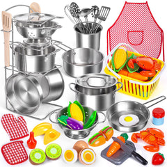 PEAINBOX kids kitchen pots and pans set for durable pretend cooking