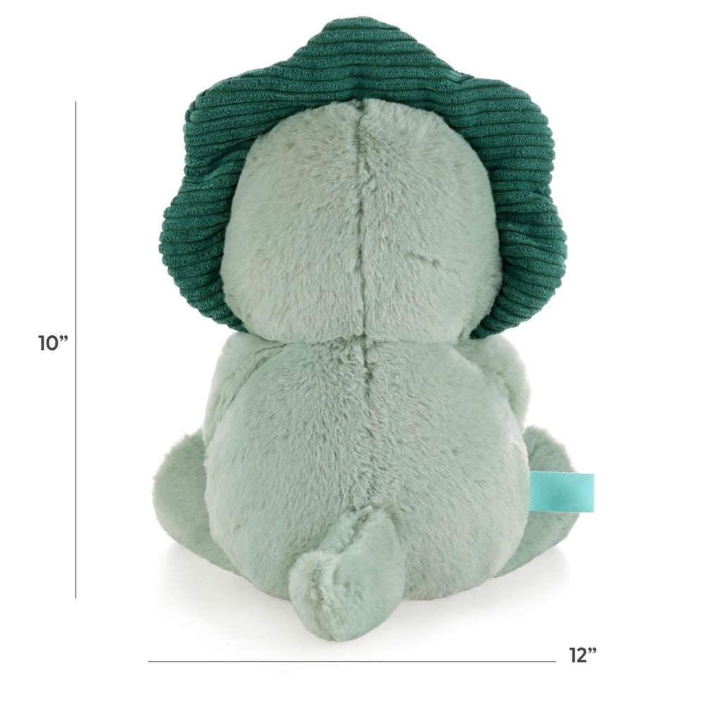 Ace the dino plush with soft texture for sensory exploration and play.