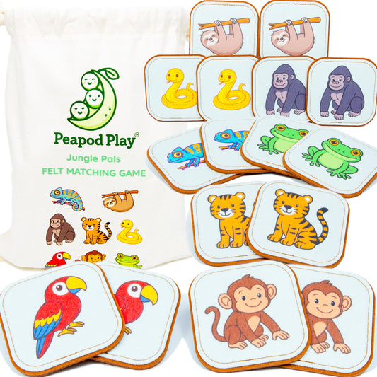 Peapod Play felt jungle monkey card for toddler memory and sensory exploration
