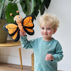 Pebbles butterfly textured wing patterns enhance tactile exploration during play.