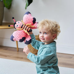 Pebbles the Butterfly flexible legs and soft antennae support imaginative stories.