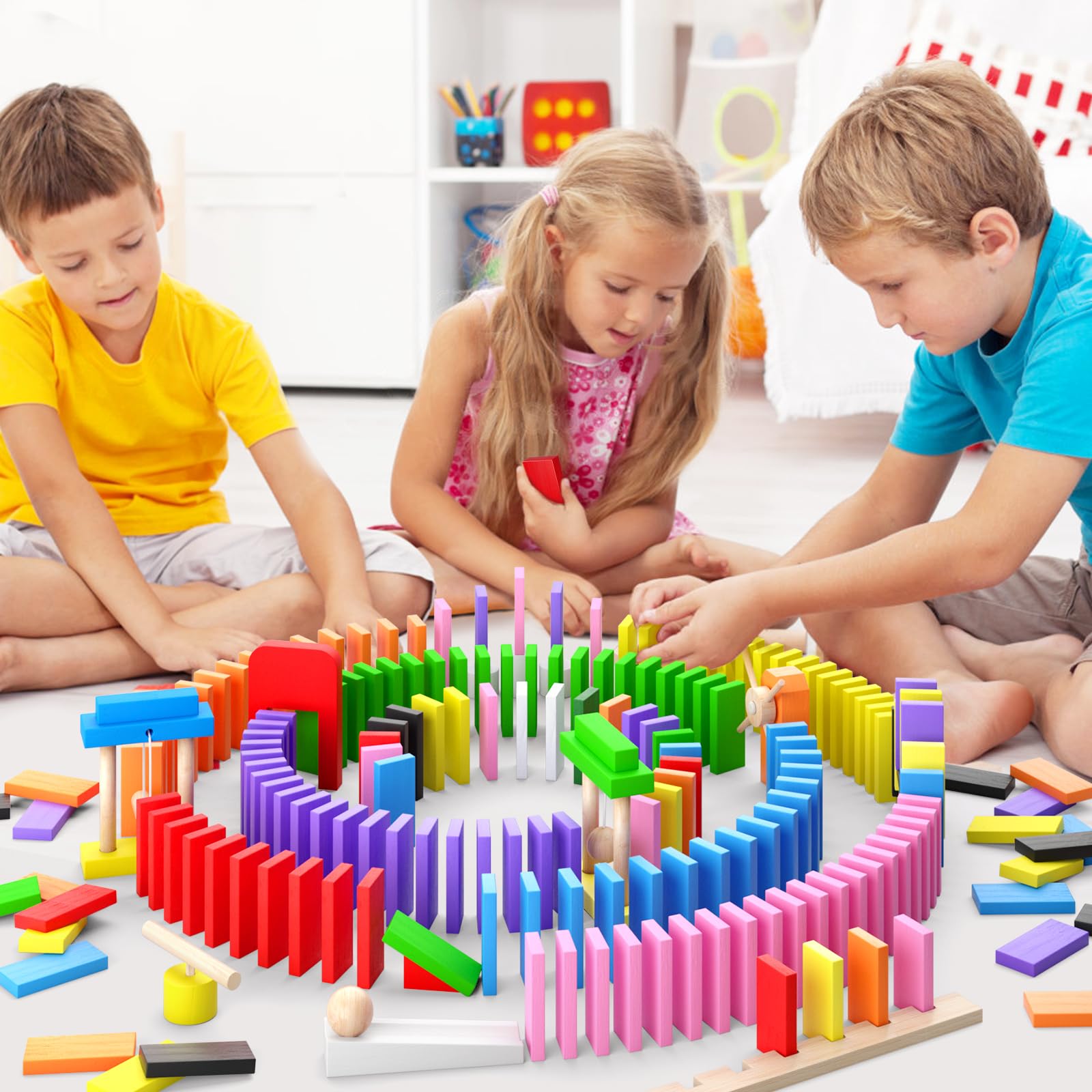 PEBIRA kids playing dominoes assembly encourages teamwork