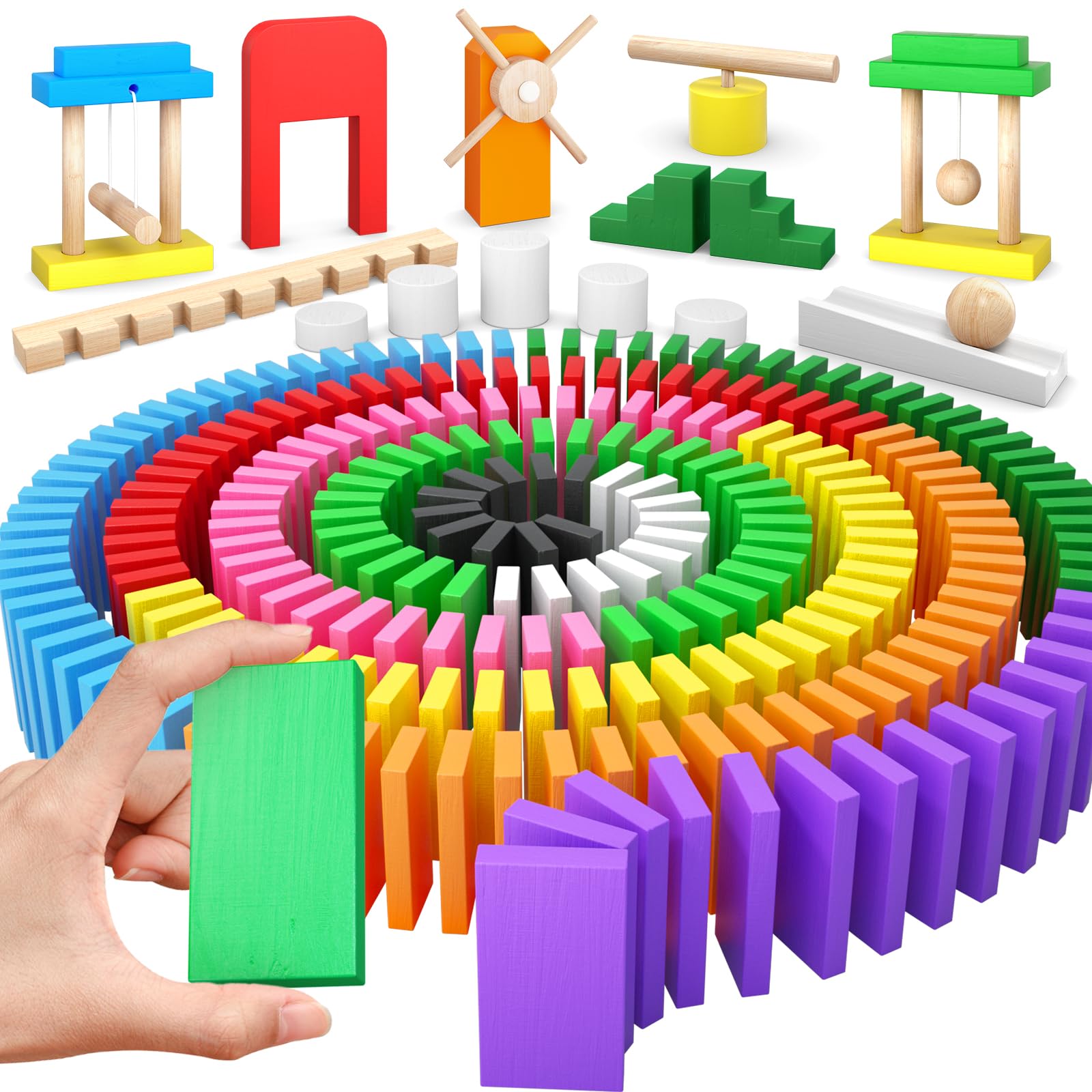 PEBIRA large dominoes 200-pieces colorful blocks for creative building and play