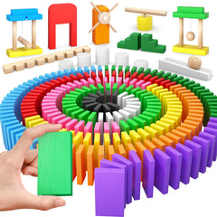 PEBIRA large dominoes 200-pieces colorful blocks for creative building and play