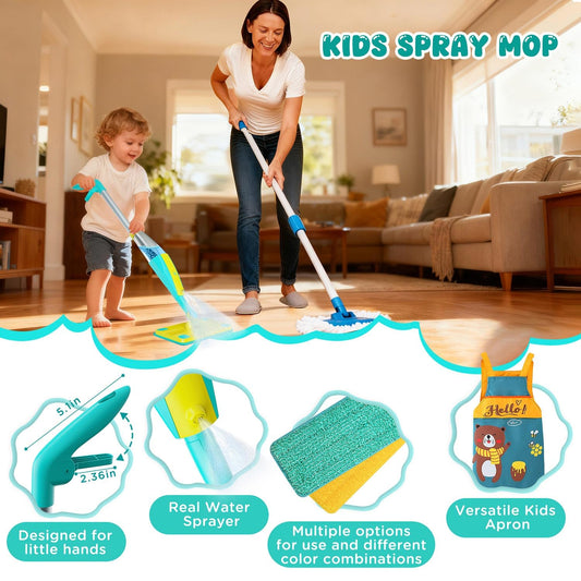 Two colorful mop pads invite fun cleaning role play with Pecarfam set