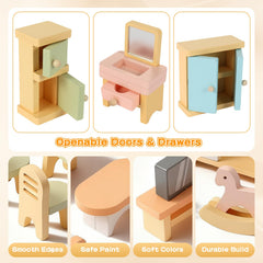 Peccvon 35PCS dollhouse bathroom with tub and sink for daily pretend routines