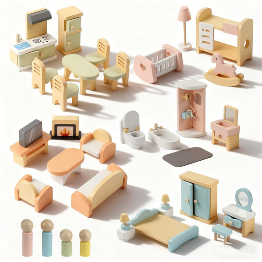 Peccvon 35PCS dollhouse furniture living room with sofa, inviting imaginative play